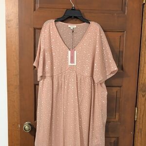 Blush Midi Dress with Silver Stars